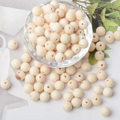 8mm Massive Beads Natural Wooden Round Loose Beads Jewelry Making with Thread 200 PCS(Golden Bamboo, 8mm) - color: Golden Bamboo, size: 8mm