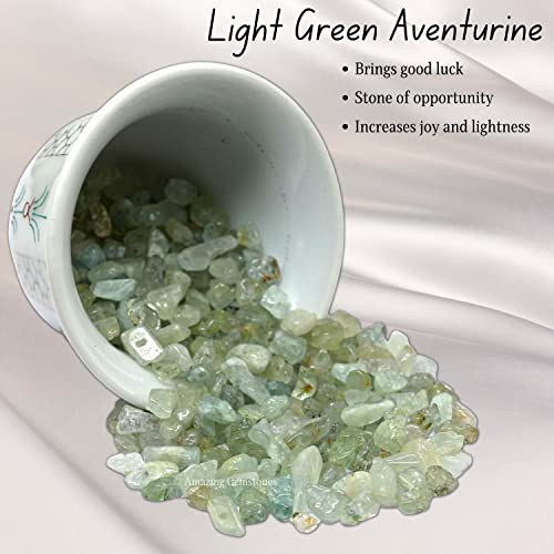 Light Green Aventurine Pre Drilled Natural Crystals Crushed Chips Beads for Jewelry Making, DIY Handmade Healing Crystals (25 Inch Strand) - color: Green Aventurine (light)