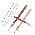 Tambour Hooks Kit, Embroidery Crochet Hooks with 9 Needles Wooden Handle French Tambour Hook Latch Beaded Needle for Sewing Embroidery Beading Sequins Knitting DIY Sewing Tool