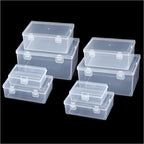 Nail art toolbox Bead Organizers-8 Pcs Jewelry Organizers and Storage Plastic Storage Cases Mini Clear Bead Containers Transparent Boxes with Hinged Lid and Rectangle Clear Craft Supply Case - size: 8 Pieces Big Sizes Mixed