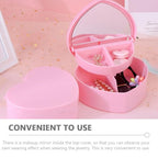 Cabilock 5 Pcs Heart Shaped Jewelry Box for Girls Women, Double Layer Small Jewelry Organizer with Mirror, Portable Travel Case for Earrings Necklaces