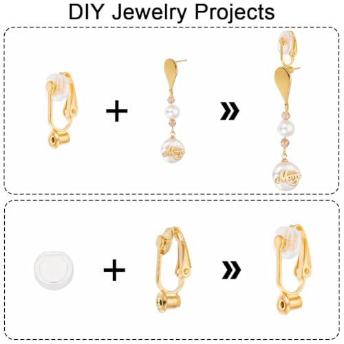 1 Box 36Pcs Clip-on Earring Converter Silver Clip Earrings Backs Brass Rose Gold Non Pierced Clip on Earring Component with Pads Earring Clips for Jewelry Making Supplies DIY Craft Beginner - color: Mixed Colors