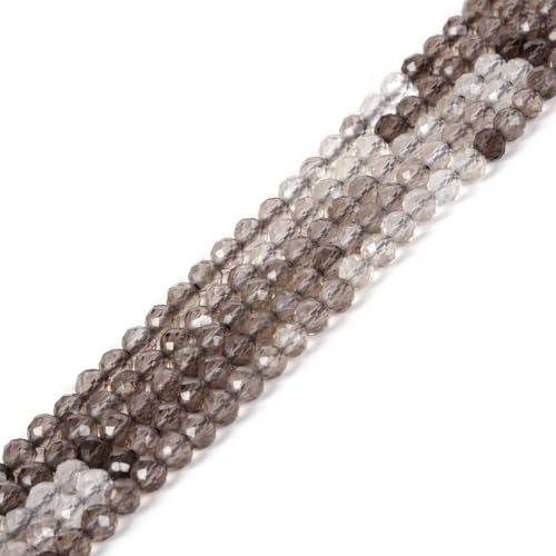 3mm Assorted Color Smoky Quartz Faceted Gemstone Round Loose Beads Strand 15.5-16" DIY Jewelry Making - color: Assorted Color Smoky Quartz
