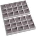2Pcs 5 x 8.3 Inch Jewelry Drawer Inserts Velvet Jewelry Tray Gray 15 Grids Dresser Earring Drawer with Removable Divider Necklace Organizer Storage Container for Bracelet Ring Watch Display - style: Gray 15 Grids