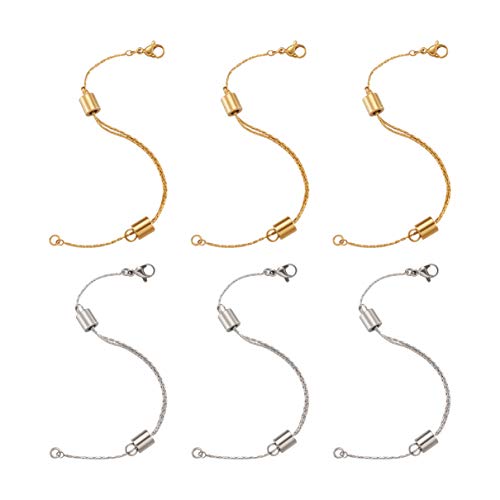 Pandahall 6Pcs Stainless Steel Chain Extenders Thin Snake Chains Adjustable Necklace Extender Chains with Lobster Clasps for Bracelet Necklace Jewelry Making, 3.93-6.30 inch