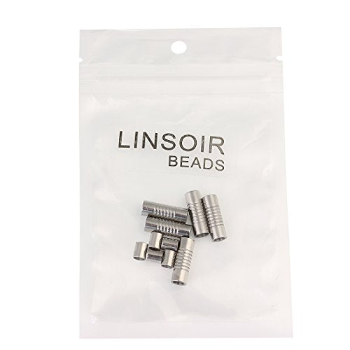 316 Stainless Steel Hole Size 5mm Magnetic Clasp Magnetic Closure Cylinder Shell for Leather Bracelet and Cord 5 Sets - size: Inner Hole Size:5mm