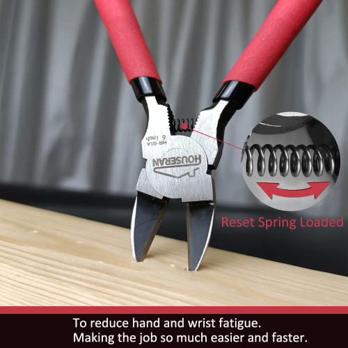 Wire Cutters 10 Pack, 6" Dykes Cutteres, HOUSERAN Wire Snips with Non-slip Red Handle, Side Cutter, With Spring Loaded, Flush-Cutter for Artificial Flowers, Crafts, Zip Tie - color: Red
