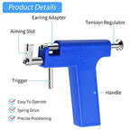Reusable Ear Piercing Gun Kit, Professional Ear Piercing Gun with Stainless Steel Piercing Studs, Colorful Crystal Earrings for At Home Salon Earlobe Cartilage Helix Tragus Piercing Tool Set - color: Blue
