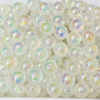 AB Color Noctilucence Acrylic Cube Bead DIY Beading Hairband Bracelets Necklace Craft Embelishment (Shiny Glitter-Round) - color: Shiny Glitter-Round
