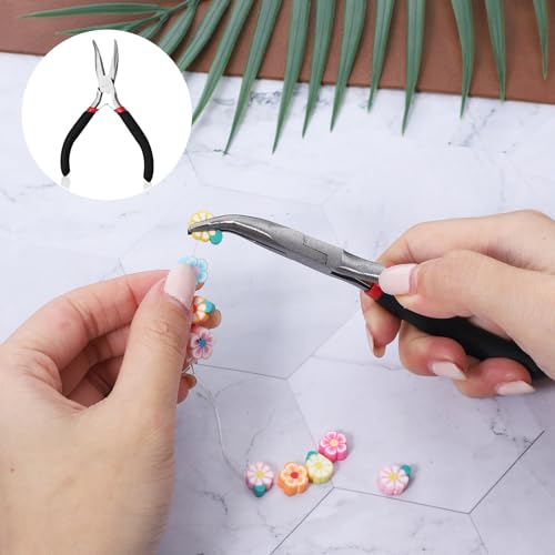 2 PCS Small Needle Nose Pliers, 2 Sizes Mini Jewelry Pliers Portable Long Noses Plier & Bent Noses Plier for Making Repairing Jewelry Wrapping Bending Wire DIY Crafts Supplies