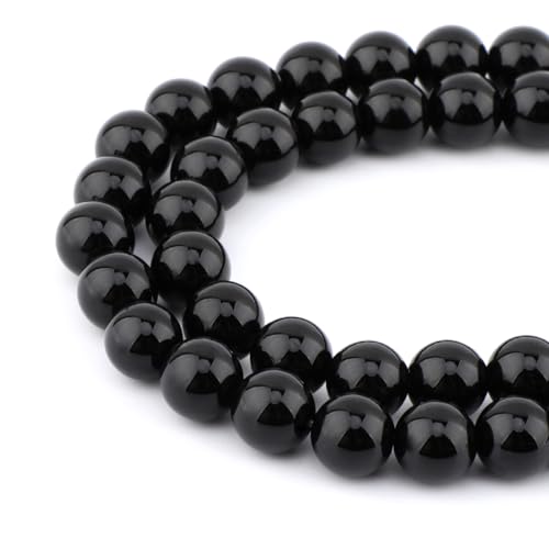 Bymitel 90 pcs Natural Genuine Real Round Loose Stone Beads Gemstone Spacers for Charm DIY Jewelry Making 15.5" per Strand 4mm (Black Onyx, 4mm) - color: Black Onyx, size: 4mm