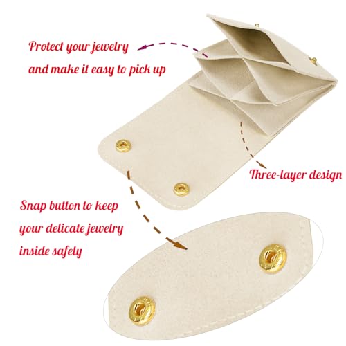 3pcs Small Jewelry Bags Butto Pouches Organizer Cases Gift Bags for Jewelry, 3"x3", Beige - color: Beige