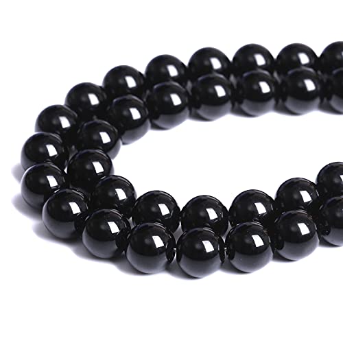 4mm 93pcs Natural Black Agates Onyx Stone Beads Smooth Round Loose Spacer Beads for Jewelry Making DIY Bracelets 15" (Black Agate, 4mm) - color: Black Agate, size: 4mm