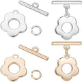 Beebeecraft 1 Box 10 Sets Flower Toggle Clasps 18K Gold & Sterling Silver Plated Brass Toggle Jewelry Clasps Connector T Bar Clasps with Jump Rings for Necklace Bracelet DIY Crafts Making - color: Gold and Silver