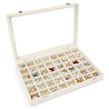 48 Grid Velvet Stud Earring Organizer Storage Tray, Adjustable Earring Holder Organizer with Clear Lid, Jewelry Display Box for Earrings, Rings, Necklaces and Studs, Gift for Women and Girls