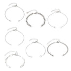 Pandahall 7Pcs Stainless Steel Chain Charms Bracelet 7 Styles Adjustable Slider Chain Bracelets Extender Chain with Lobster Clasp for DIY Bracelet Chain Jewelry Making