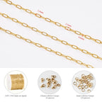 KYUNHOO 16.4FT/5M Stainless Steel Paperclip Chain Roll Gold Plated Jewelry Making Chains Spool Bulk Jewelry Links with Lobster Clasps Jump Rings for Crafting DIY - color: Paperclip Gold