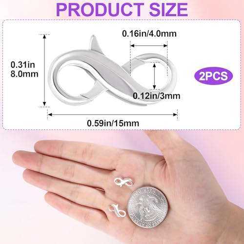 Pndeyo 925 Sterling Silver Lobster Claw Clasps, Double Opening Necklace Bracelet Extender, Jewelry Clasps and Closures for Necklace Bracelet Anklet Pendant Keychain DIY Craft Making - color: Silver-2pcs-0.59"×0.31"
