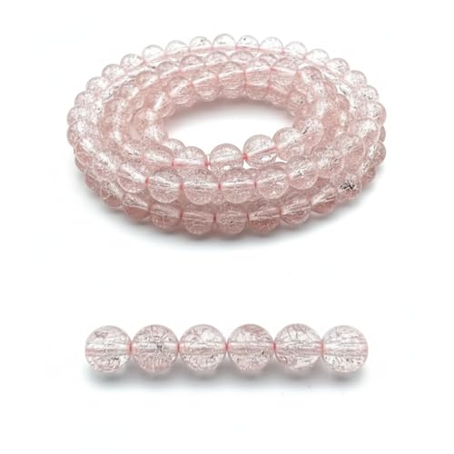 DandS ltd Crackle Lampwork Glass Beads for Jewelry Making, Blush Pink, Vibrant DIY Bracelets, Necklaces, Earrings, Beading Supplies & Craft Kits for Handmade Jewelry, 80pcs 0.39 inch (10mm), #J280-10 - color: Blush Pink