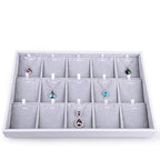 Oirlv Velvet Jewelry Organizer Trays Stackable Showcase Jewelry Display Storage Tray (15 Grids Insert) - size: 15 Grid Necklace/Pendant Insert Cards Tray