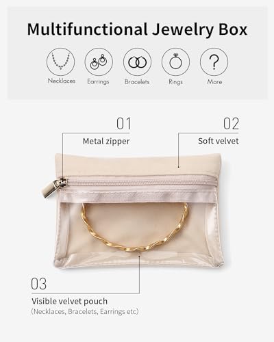 VLANDO Velvet Jewelry Pouch with Zipper - Clear Travel Jewelry Bag Organizer for Business Trips & Gifts - color: A.20 PCS