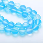 uxcell Matte Crystal Glass Beads 10mm Synthetic Frosted Shining Semi-Precious Round Loose Beads Synthetic Moonstone for Jewelry Making DIY Bracelet, Light Blue - color: Light Blue, size: 10mm