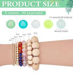 PH PandaHall 200pcs 8mm Frosted Glass Beads 5 Colors Round Green Bracelet Bead Transparent Frosted Crystal Beads Glass Jewelry Loose Bead for Summer Beading Necklace Bracelet Jewelry Crafts Making - color: Green
