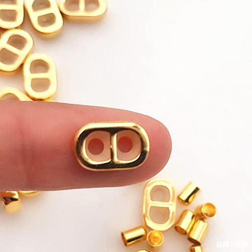 10Pcs Stopper Beads Brass Rubber Beads Slider Beads Insert Rubber Beads 2 Hole Adjustable Slider Clasps Round Beads with Column End Caps for DIY Leather Cord Bracelet, 3mm Hole