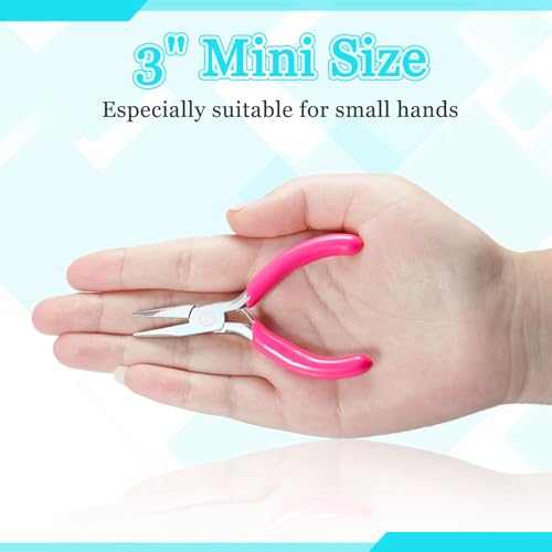 SPEEDWOX Mini Long Nose Pliers 3" Chain Nose With Pink PVC Handle for Jewelry Making, Wire Wrapping, Beading, DIY Craft and Hobby Supplies - style: 3" Long Nose Pliers