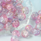 100Pcs 10mm Crackle Glass Beads for Jewelry Making - Round Spacer Crystal Beads Bulk, DIY Craft Supplies for Necklace Bracelet Earrings (Pink Light Purple) - color: Pink Light Purple