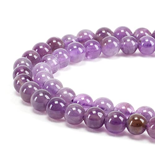 Cherry Tree Collection | 100PCS Gemstone Round Beads for Jewelry Making | Includes Storage Box, Elastic String, and Needles - color: amethyst, size: 6mm