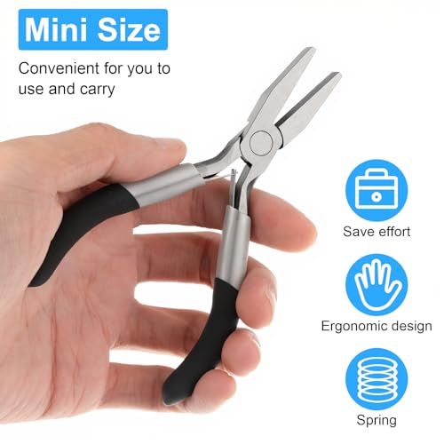 Flat Nose Pliers Jewelry Pliers 5 Inch Mini Wire Cutters Smooth Jaw Plier for Bending Straightening Ring Opening