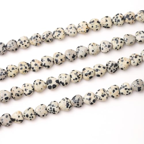 10mm Natural Dalmatian Stone Beads Heart Shape DIY Loose Gemstone Energy Healing Crystal Charms for Jewelry Making Handmade - color: Dalmatian
