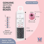 Miyuki Delica Seed Beads – Size 11/0 (1.6 mm), DB0453, Nickle Plated Dyed Dark Gunmetal, 7.2 g, Approx. 1440 Beads, Made in Japan - color: DB0453 - Nickle Plated Dyed Dark Gunmetal