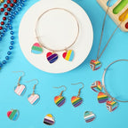 SANNIX 90Pcs Pride Heart Charms Rainbow Heart Alloy Enamel Charms Stripe Pendant for Jewelry Making Charms Earring Necklace Bracelet Making Supplies - color: 10 color