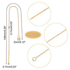 UNICRAFTALE 20pcs Golden Stainless Steel Ear Threads Earrings 109mm Long String Ear Threads with Loops Drop Earring Threader Jewelry Finding for Jewelry Making - color: Golden, size: 109mm