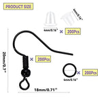 600Pcs Hypoallergenic Earring Hooks, Black Earring Making Kit, with Earring Backs and Jump Rings for Jewelry Making (Black) - color: Black