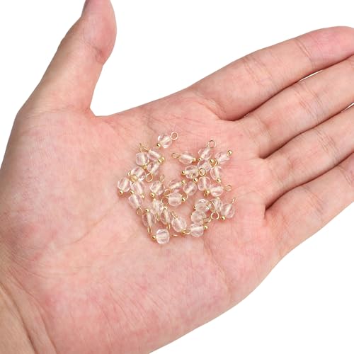Beadia Natural Faceted Cube Stone Charms 4mm 30pcs with Untarnish Metal Accessories Loose Square Beads for DIY Jewelry Making - color: White Quartz