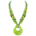 Coiris Shell Pendant Statement Strand Necklace for Women Boho Multi Beads Natural Stone Colorful Necklace Bohemian Handmade Chunky Shell Beaded Collar Jewelry for Women - color: Green