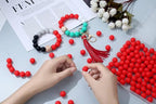 MAIBAOTA 120 Pcs Strawberry Red Silicone Beads 15 mm Strawberry Red Beads for Keychain/Pens/Bracelet/Necklace Making Round Silicone Beads Bulk for Craft Making（with Boxed Kits） - color: Strawberry Red