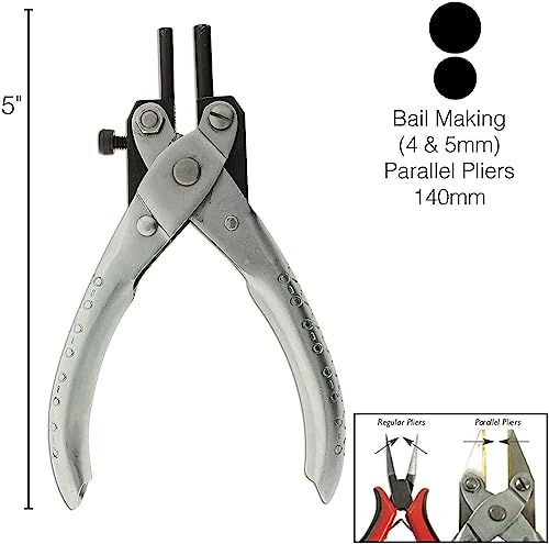 The Beadsmith Bail Making (4 & 5mm) Parallel Plier, 5.5 inches (140mm), Steel Tool for Jewelry Making, no Spring - style: Bail Making - 140mm