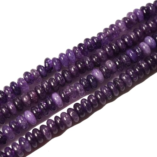 2x4mm 150pcs Natural Amethyst Rondelle Stone Beads Semi-Precious Disk Loose Gemstones Bead for DIY Jewelry Making - color: Amethyst