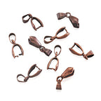 Fashewelry 200pcs Brass Pendant Pinch Bails Antique Bronze 8x5mm Inner Diameter Dangle Charm Clasp Clip for Top Drilled Bead Necklace Earring Jewelry Making Pin:0.9MM - color: Red Copper #2