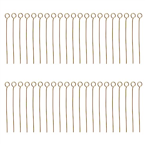 Shapenty 200PCS Mini Metal Wire Eyepins Beading Small Open Eye Head Pins Needles Bulk for DIY Craft Bead Earring Pendant Necklace Bracelet Jewelry Charm Finding Making (30mm/1.18Inch, Gold) - color: Gold, size: 30 mm