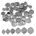 PATIKIL Pendant Trays for Jewelry Making, Blank Pendants Iron Double-hanging Bezel Settings Flat Base for Necklace Bracelet Charm - color: Grey Tone
