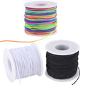 Stretchy String for Bracelets, 3 Rolls 1 mm 495 Feet Sturdy Elastic String Cord for Jewelry Making, Necklaces, Beading and Crafts (1.0mm (Black&Wihte&Rainbow)) - size: 1.0mm (Black&Wihte&Rainbow)