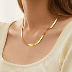 CHESKY Gold Necklace for Women-14K Plated/S925 sterling silver Snake Chain Necklace Dainty Simple Chunky Herringbone Necklace Gold Choker Necklaces Jewelry for Women Mothers Day Gifts for Mom - color: gold, style: 5mm 16.5 inch snake