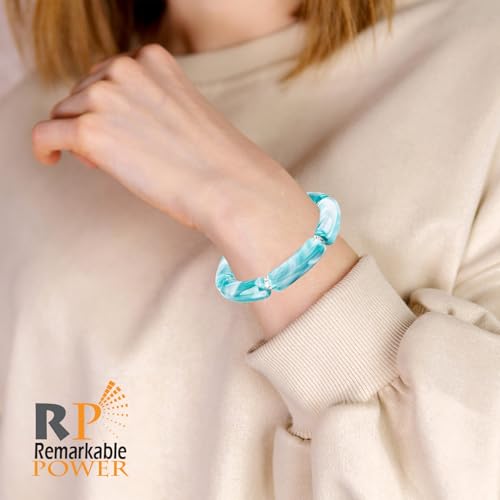 RP Remarkable Power, 133 Pack Acrylic Chunky Tube Beads Bamboo Tube Bead Curved Noodle Beads with Elastic Strings for DIY Bracelet Jewelry Making