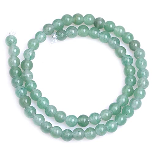 JOE FOREMAN 2MM Big Hole 6mm Green Aventurine Jade Round Natural Gemstone Semi Precious Loose Beads for Jewelry Making 15" Beaded Strand DIY Handmade Craft Supplies - size: 6mm