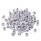 FASHEWELRY 300Pcs Cube White Acrylic Letter Beads 6x6mm Letter Q Alphabet Beads for DIY Bracelet Necklace Jewelry Making - color: Letter Q, size: 6x6x6mm